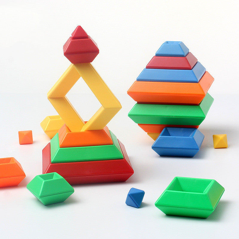 Geometric Stacking Pyramid Toy | Creative Building Blocks - Explorer Corner Toys