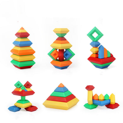 Geometric Stacking Pyramid Toy | Creative Building Blocks - Explorer Corner Toys