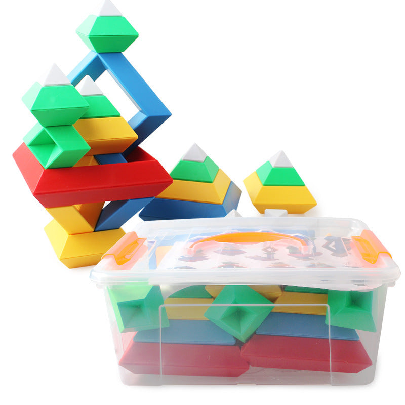 Geometric Stacking Pyramid Toy | Creative Building Blocks - Explorer Corner Toys