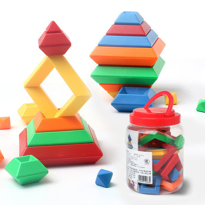 Geometric Stacking Pyramid Toy | Creative Building Blocks - Explorer Corner Toys