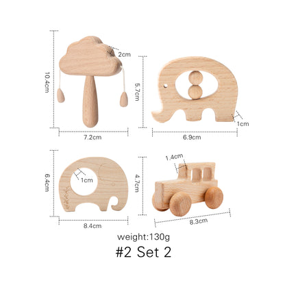 Natural Wooden Baby Toy Set | Teethers & Rattles Collection - Explorer Corner Toys