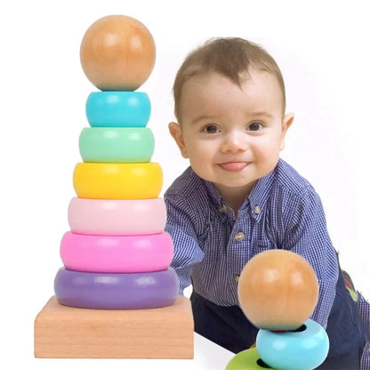 Wooden Rainbow Stacking Tower Toy