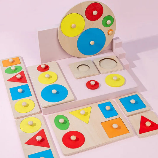 Wooden Shape & Color Sorting Puzzle Set | Montessori-Inspired Learning - Explorer Corner Toys