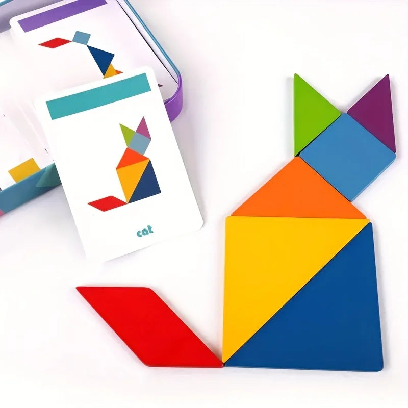 Montessori Wooden Tangram Puzzle Set for Kids