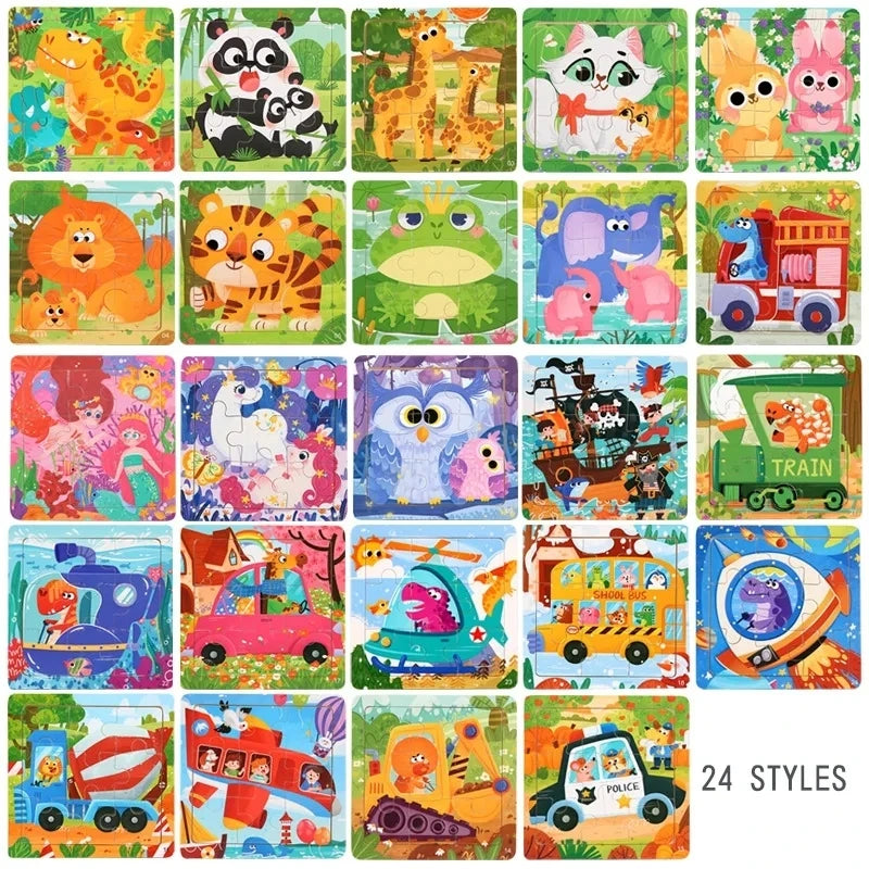 Montessori Wooden Animal & Traffic Jigsaw Puzzle