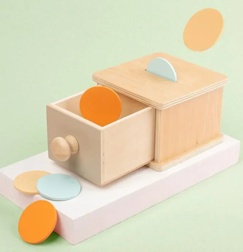 Wooden Object Permanence Box with Drawer