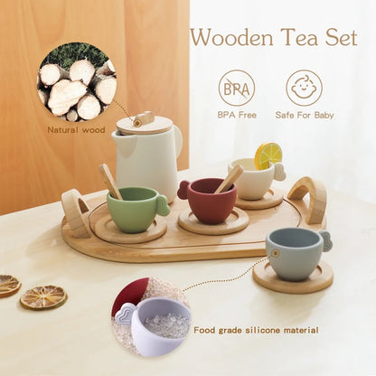 Wooden & Silicone Tea Set | Pretend Play Kitchen Toy - Explorer Corner Toys