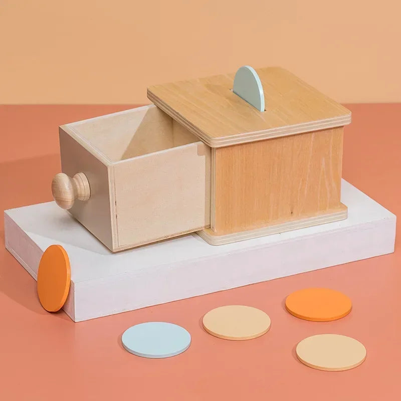 Wooden Object Permanence Box with Drawer