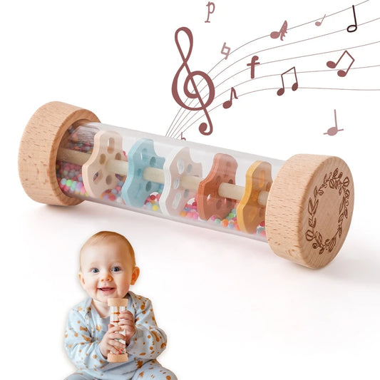 Wooden Rainmaker Rattle | Soothing Sensory Toy - Explorer Corner Toys