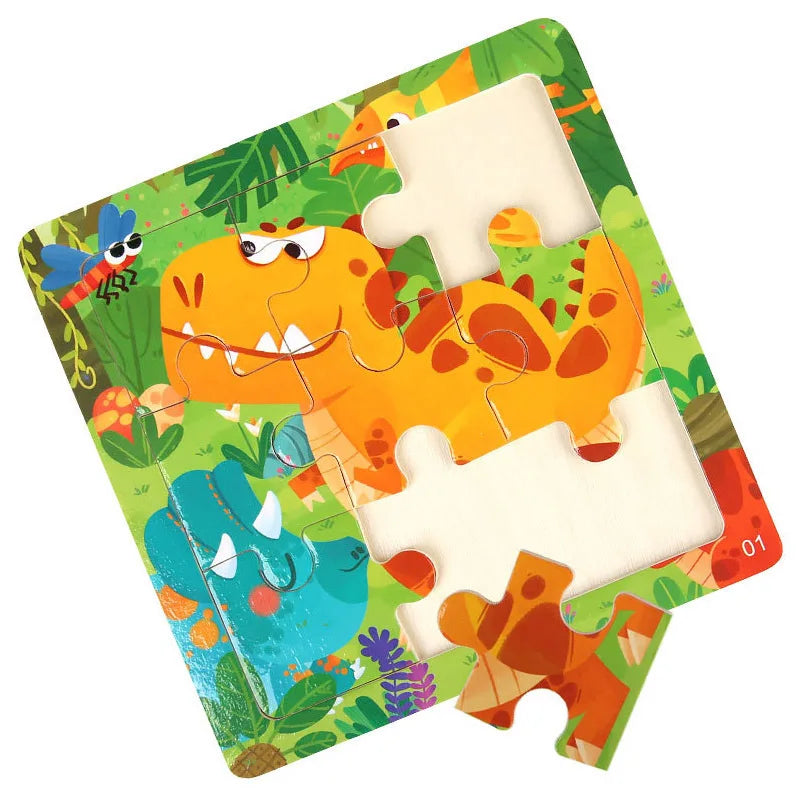 Montessori Wooden Animal & Traffic Jigsaw Puzzle