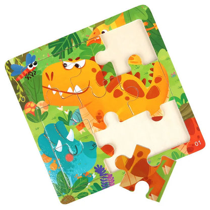 Montessori Wooden Animal & Traffic Jigsaw Puzzle