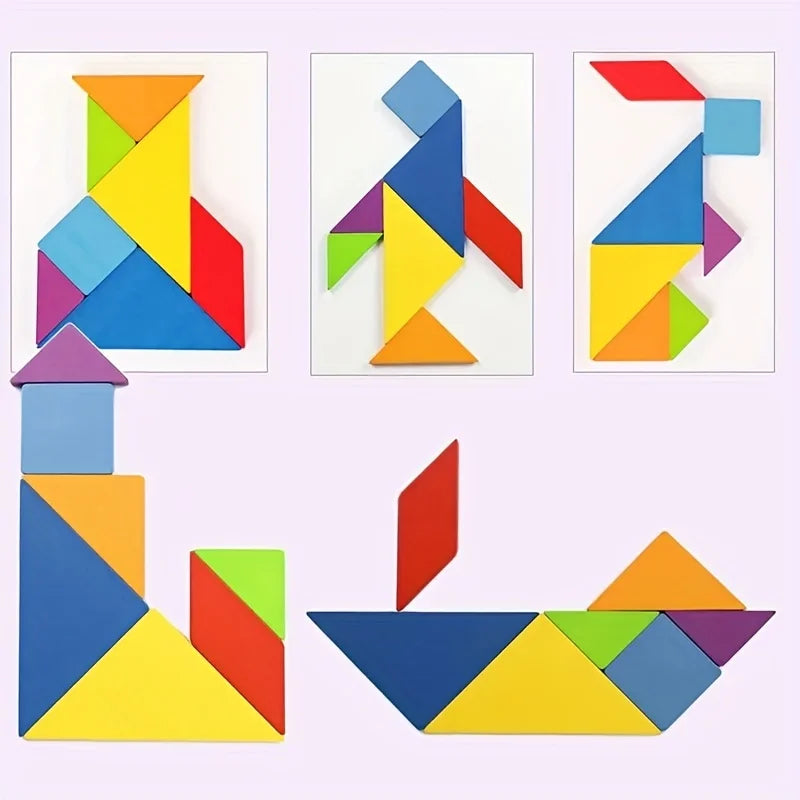 Montessori Wooden Tangram Puzzle Set for Kids