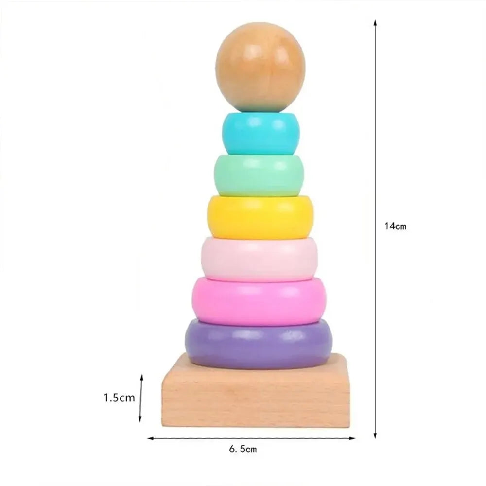 Wooden Rainbow Stacking Tower Toy