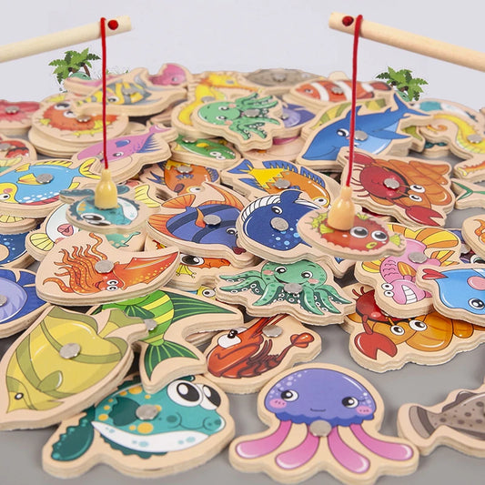 Magnetic Wooden Montessori Fishing Game