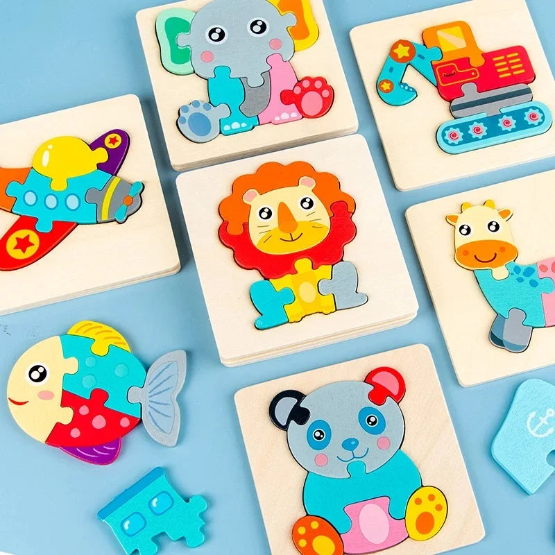 Multicolored 3D Wooden Animal Puzzles