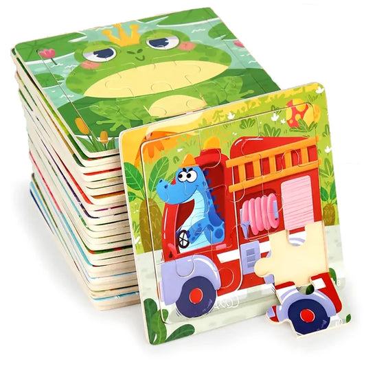 Montessori Wooden Animal & Traffic Jigsaw Puzzle