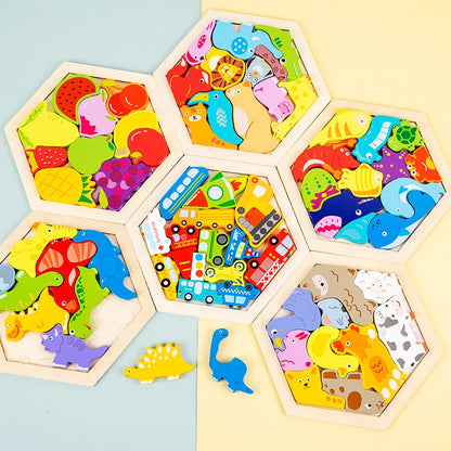 Montessori Wooden Animal & Vehicle Puzzle Set