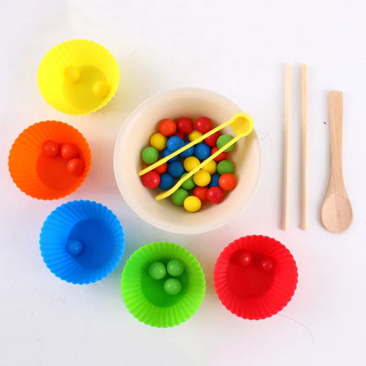 Montessori Wooden Bead Color Sorting Toy