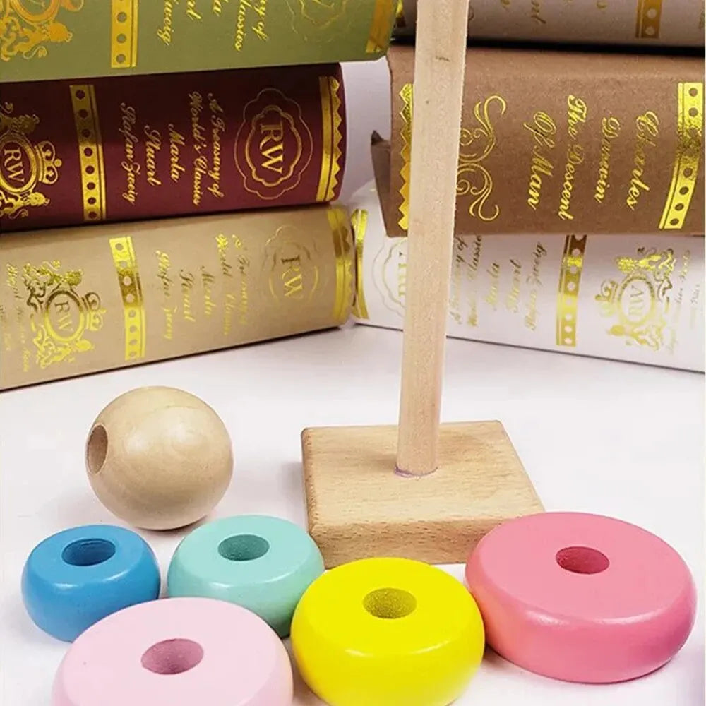 Wooden Rainbow Stacking Tower Toy