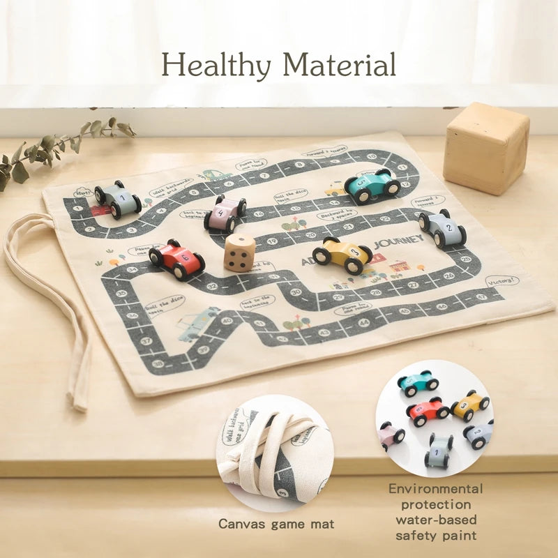 Roll-Up Road Mat & Wooden Car Set | Portable Play Kit - Explorer Corner Toys