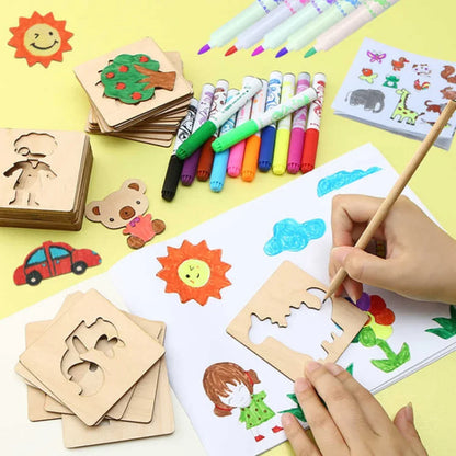 Montessori Wooden DIY Painting Stencils