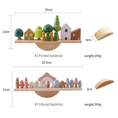 Wooden Balance Village Toy Set | Creative Stacking & Balancing Play - Explorer Corner Toys