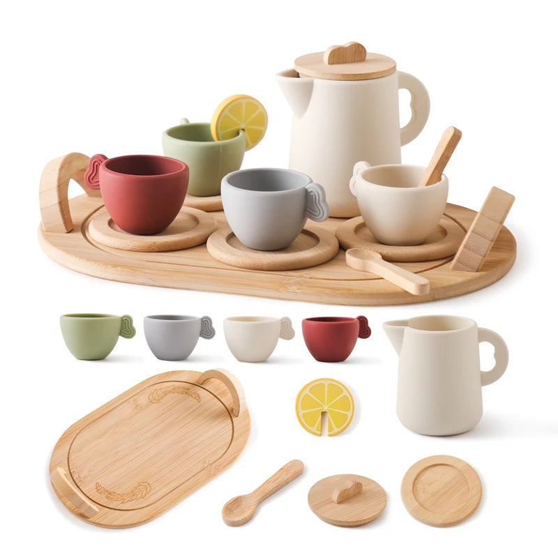 Wooden & Silicone Tea Set | Pretend Play Kitchen Toy - Explorer Corner Toys