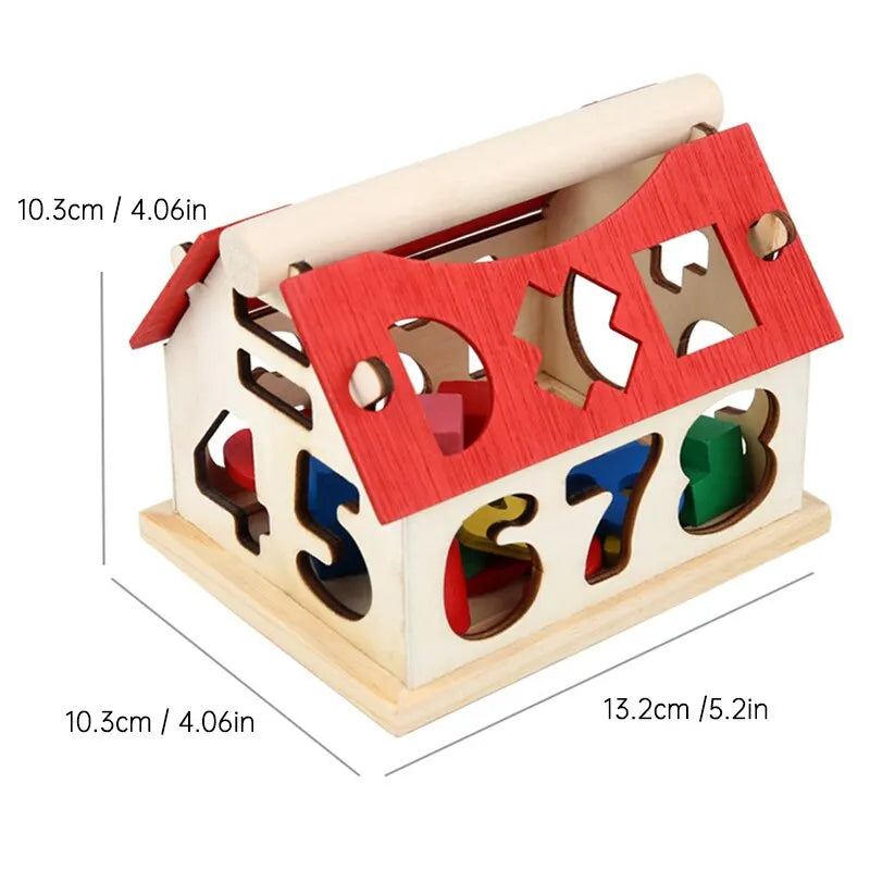 Wooden Shape and Number Sorting House