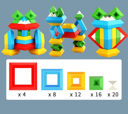 Geometric Stacking Pyramid Toy | Creative Building Blocks - Explorer Corner Toys